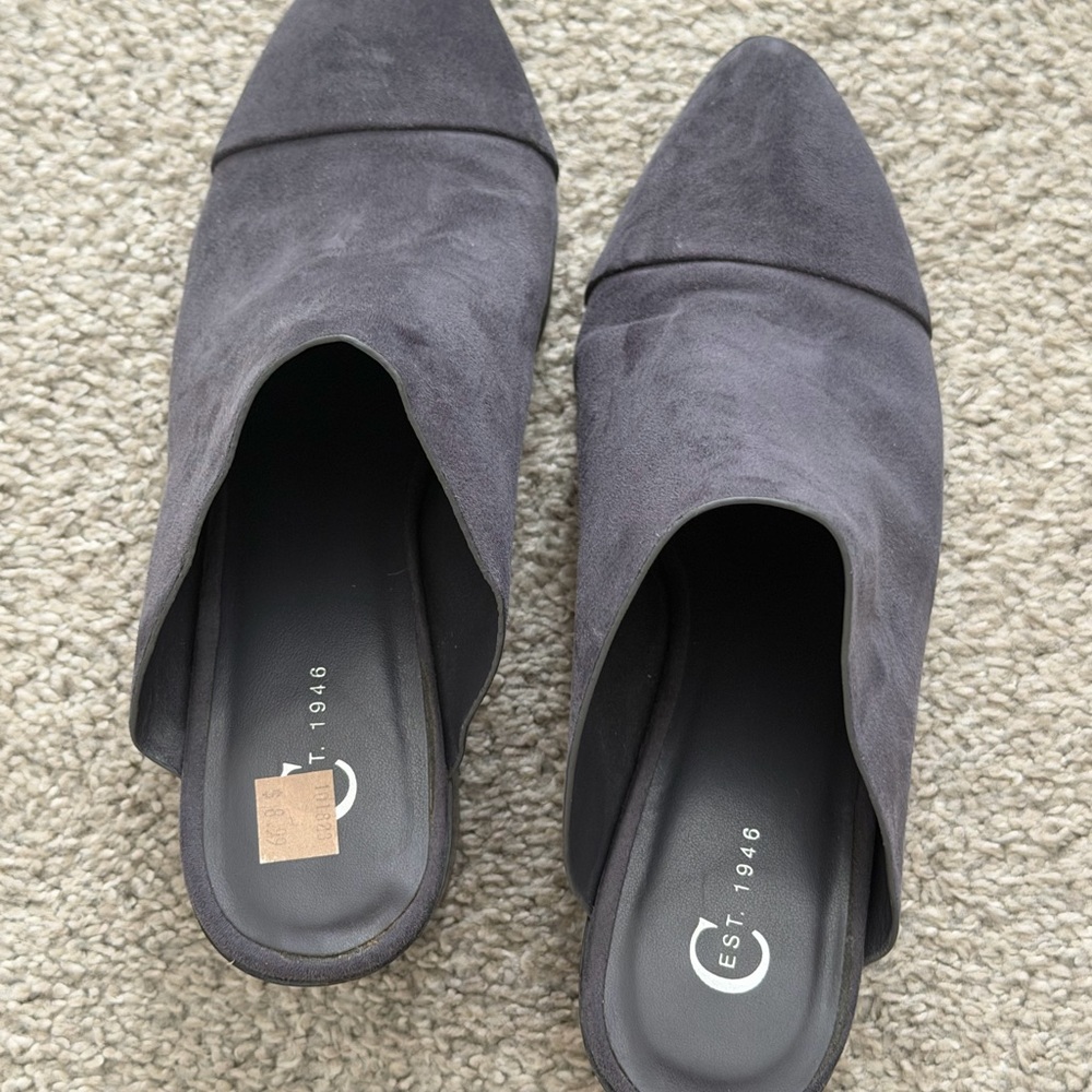 Women's Gray Suede Slip-On Mules